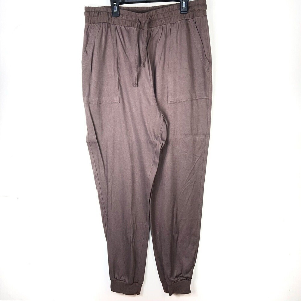 Splendid Jogger Pants Women Large Brown Drawstring Elastic Waist Pockets Pull-On